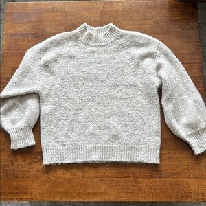 Z supply bishop sleeve chunky fit cream sweater, crewneck size medium​